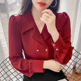 Sexy V-Neck Elegant Office Blouse Shirt